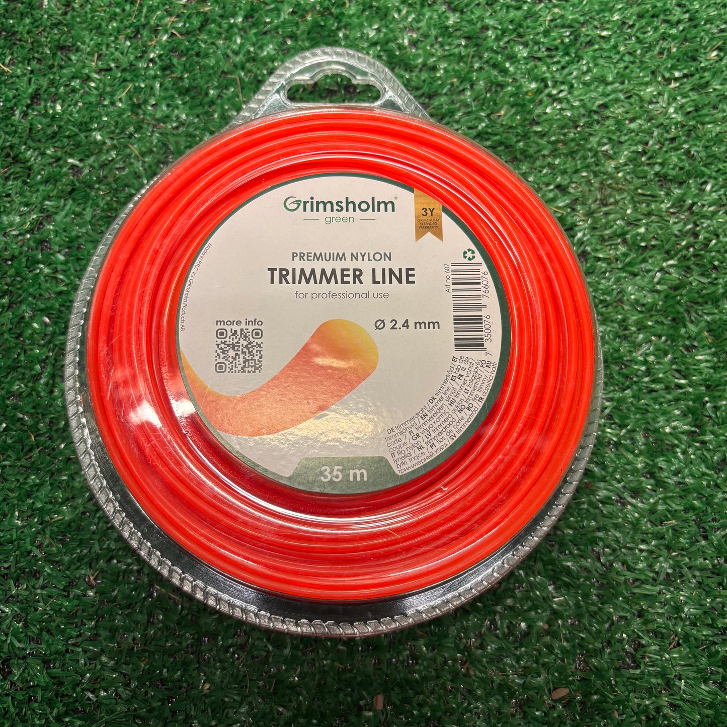 GRIMSHOLM Trimmertråd, rund, oransje, 2,4 mm, 35 m