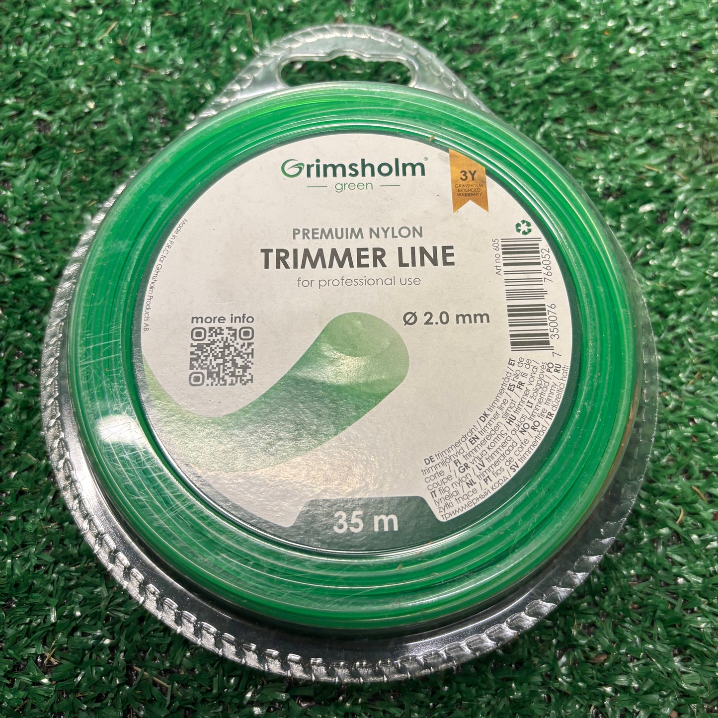 GRIMSHOLM Trimmertråd, rund, grønn, 2,0 mm, 35 m